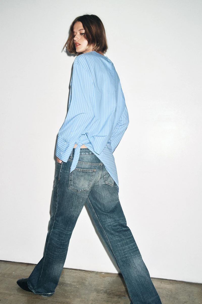 ZW COLLECTION STRIPED MULTI-POSITION SCARF SHIRT