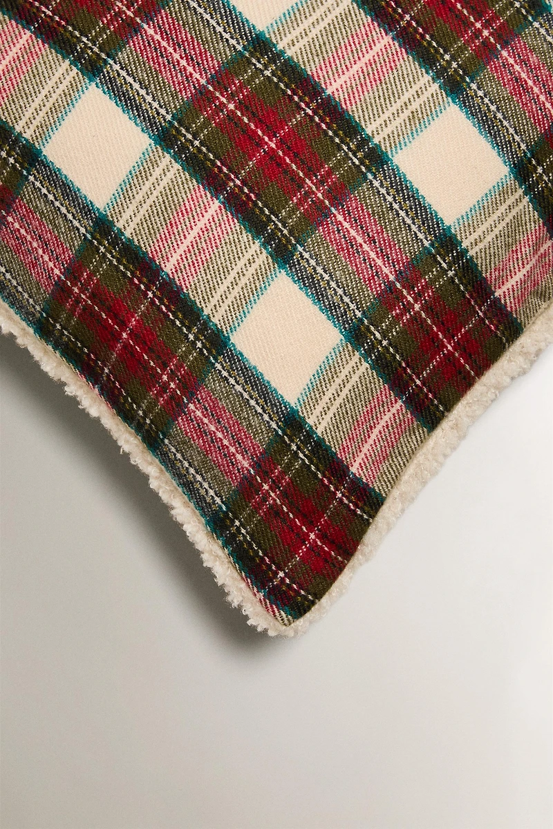 CHRISTMAS TARTAN CHECK THROW PILLOW COVER
