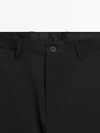 Plain 100% wool suit trousers