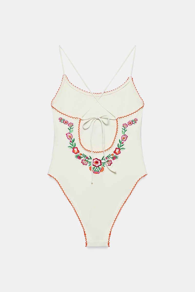 EMBROIDERED FLORAL SWIMSUIT