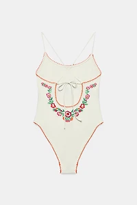 EMBROIDERED FLORAL SWIMSUIT