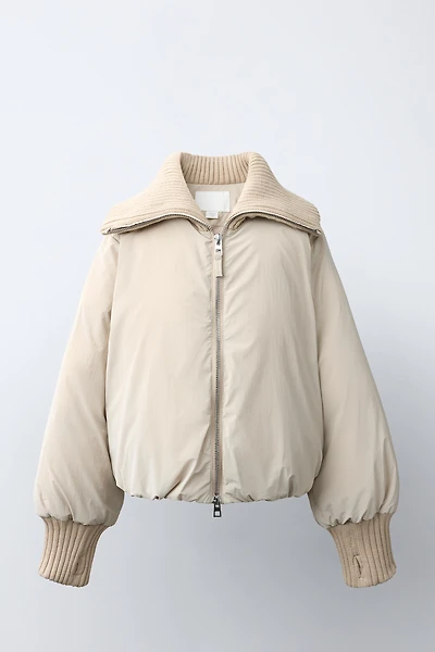 PADDED RUBBERIZED RIBBED JACKET