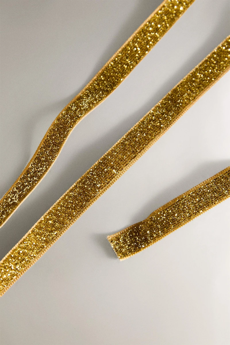 METALLIC THREAD CHRISTMAS GIFT RIBBON