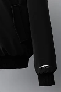 RUBBERIZED BOMBER JACKET WITH REMOVABLE FLEECE HOODIE