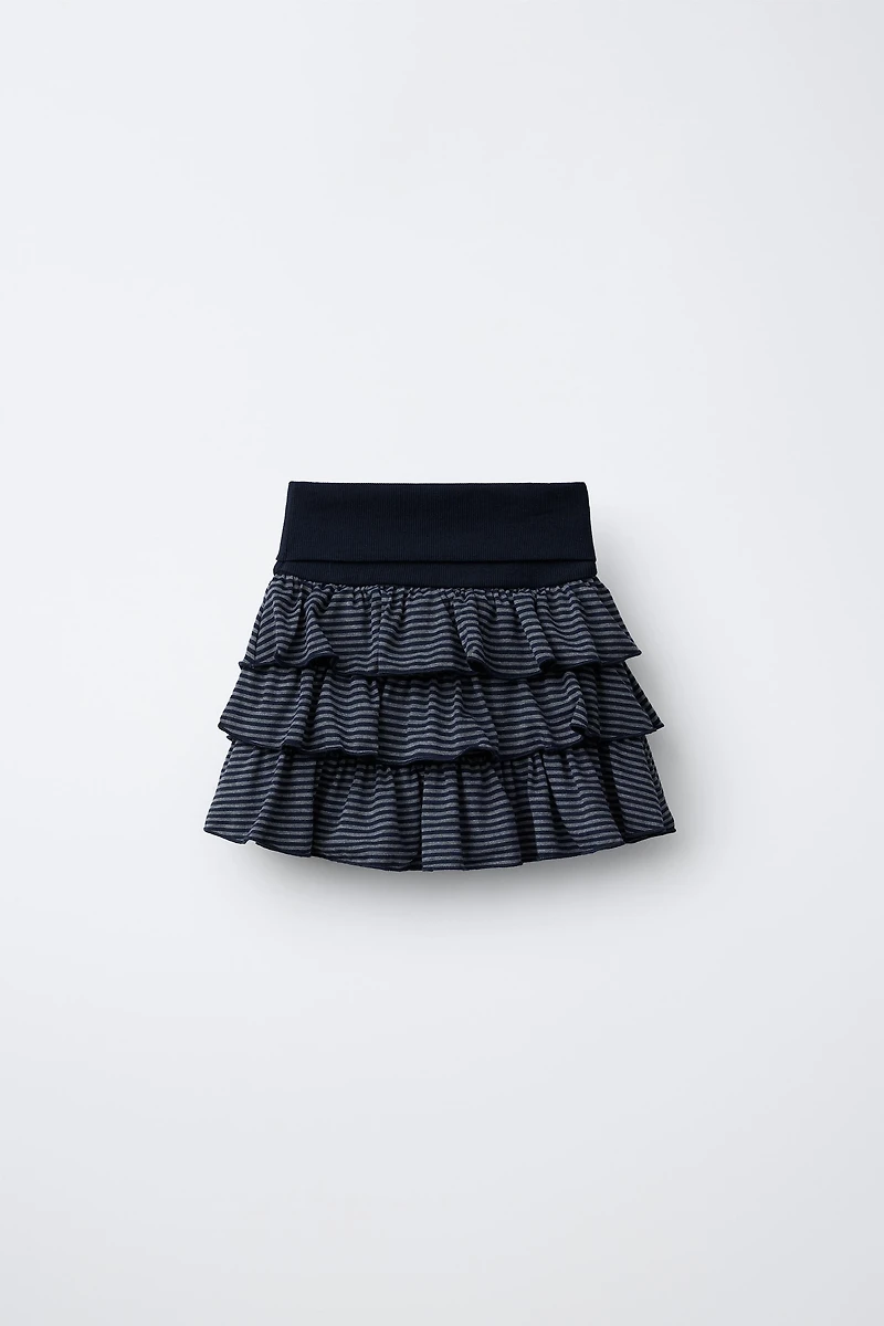 RUFFLED STRIPED SKORT