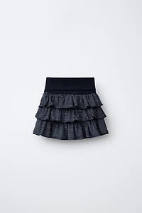 RUFFLED STRIPED SKORT