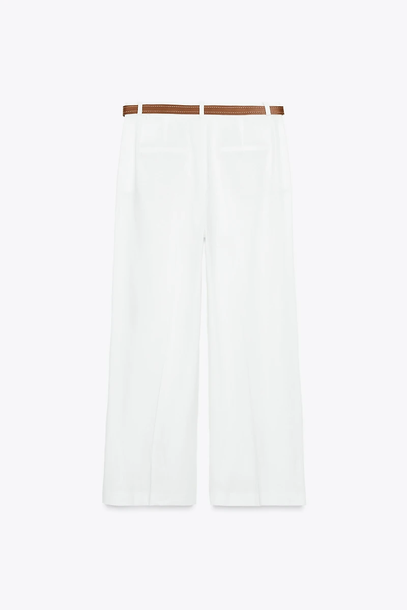 PANTALON CULOTTE AVEC CEINTURE EN LIN