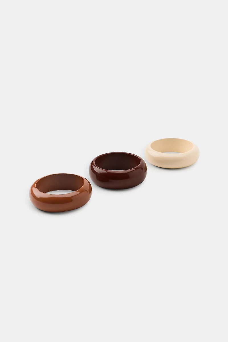 3-PACK OF WOOD AND RESIN BRACELETS