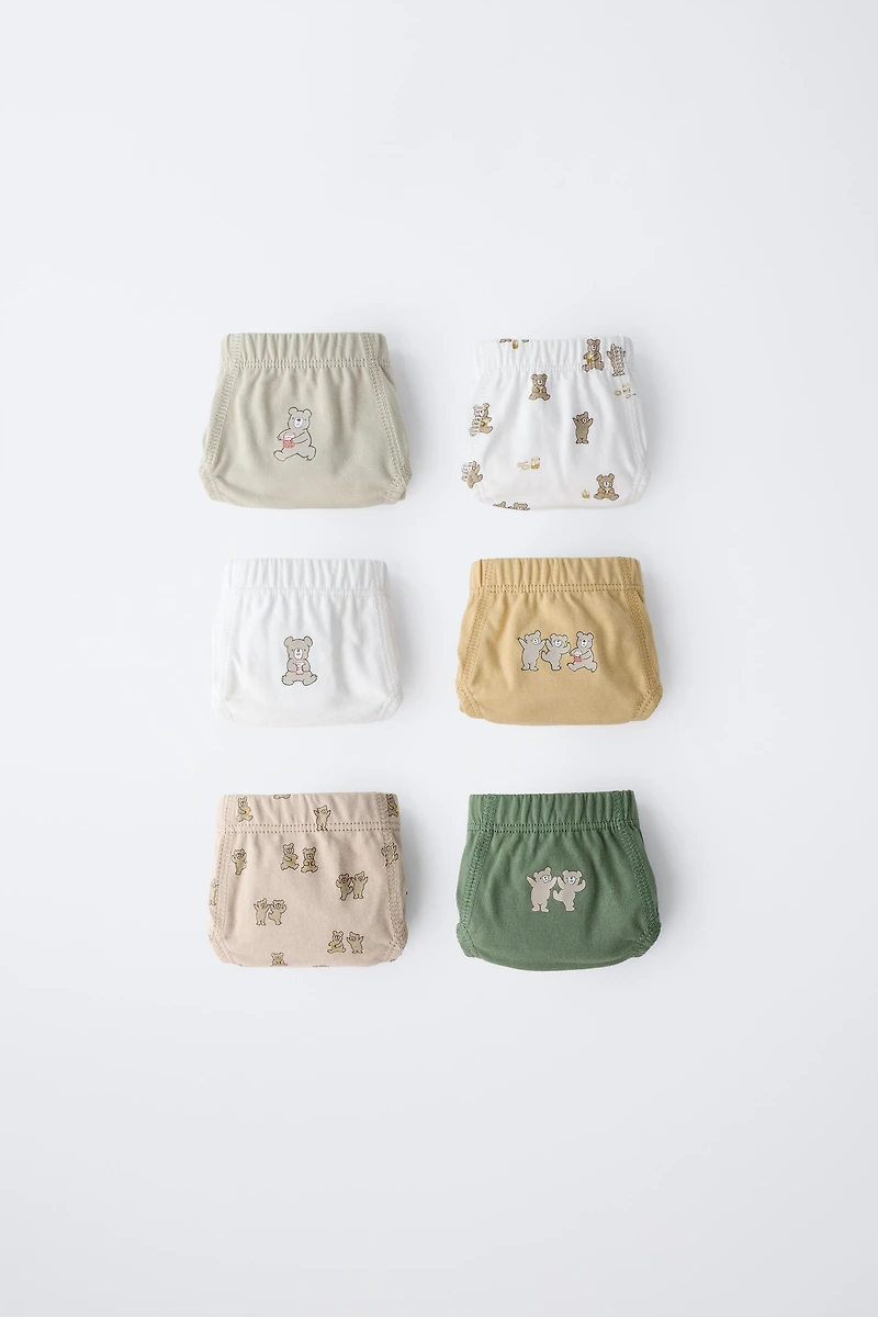 2-6 YEARS/ SIX-PACK OF BEAR UNDERWEAR