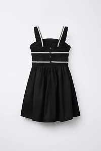 CONTRAST PIPING BOW DRESS