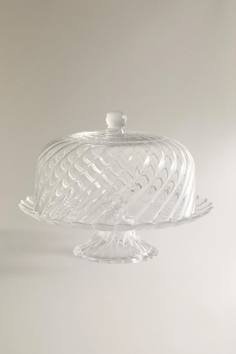 STRIPED GLASS CAKE DISH