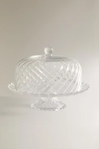 STRIPED GLASS CAKE DISH