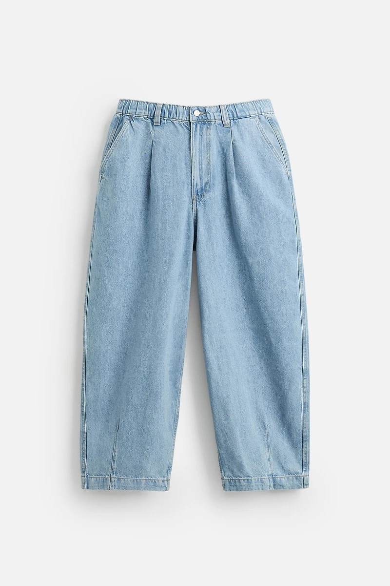 PLEATED WIDE FIT DENIM CHINO PANTS