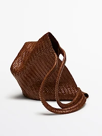 Sac tote tressé moyen format en cuir nappa