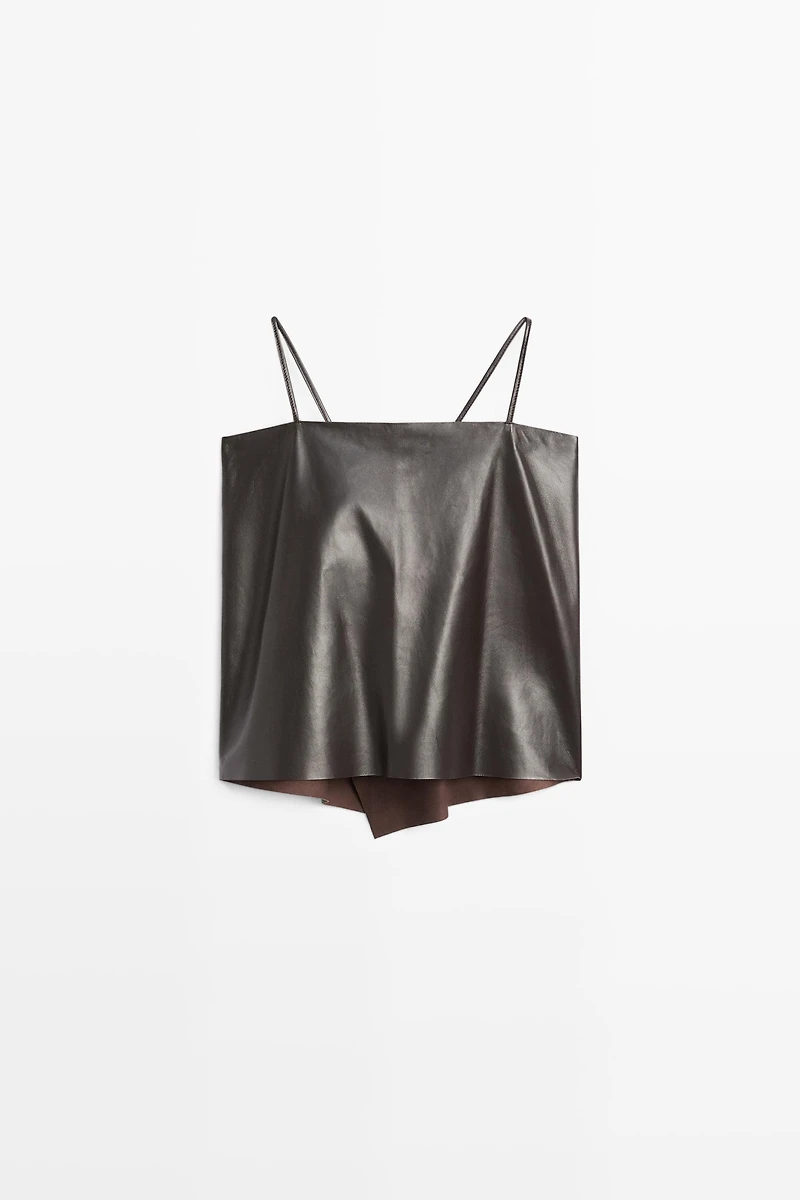 Nappa leather strappy top with back detail