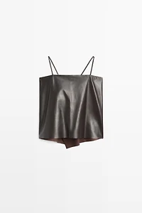 Nappa leather strappy top with back detail