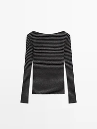 Striped long sleeve T-shirt with trim detail