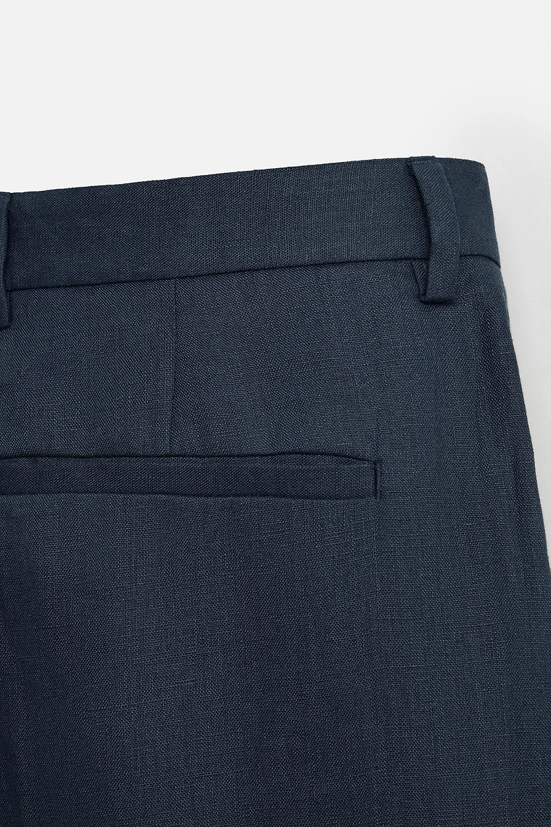 100% LINEN PLEATED PANTS