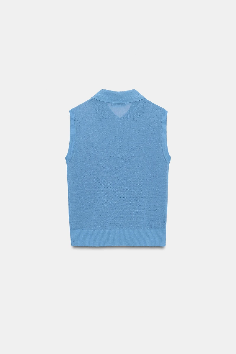 SLEEVELESS KNIT POLO