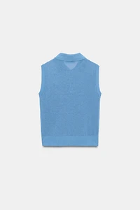 SLEEVELESS KNIT POLO