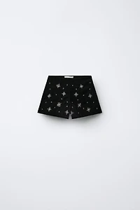 BEADED VELVET SHORTS