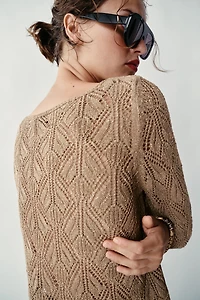 PULL EN MAILLE POINTELLE ET FIL MÉTALLISÉ