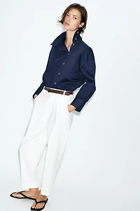 BELTED PLEATED PANTS