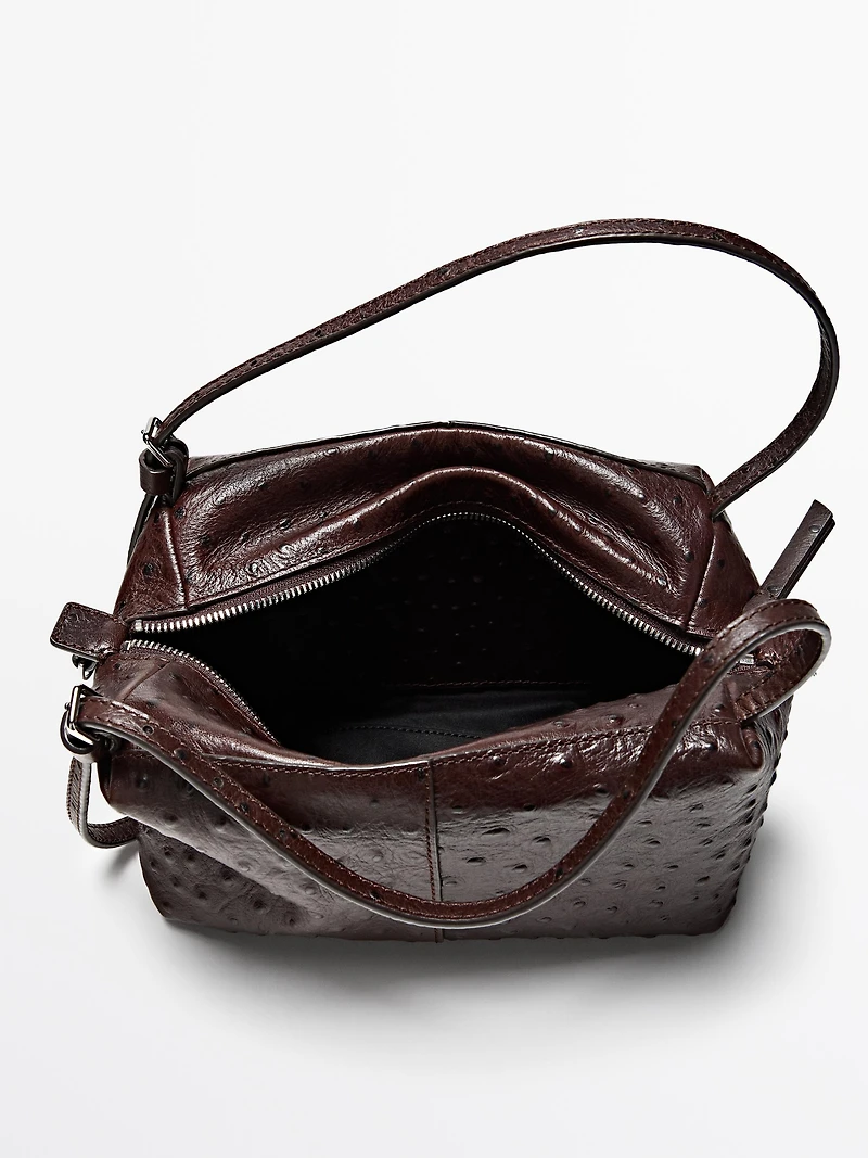 Textured leather mini satchel bag