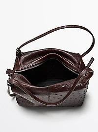 Textured leather mini satchel bag