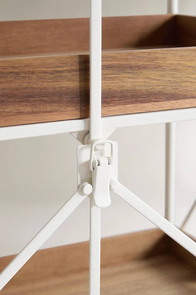 FOLDING METAL AND WOOD SERVING CART