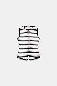 STRIPED BUTTON VEST TOP