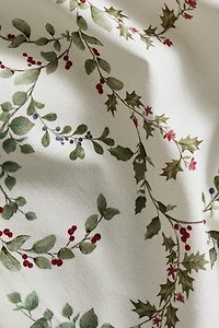 CHRISTMAS HOLLY LEAF COTTON TABLECLOTH