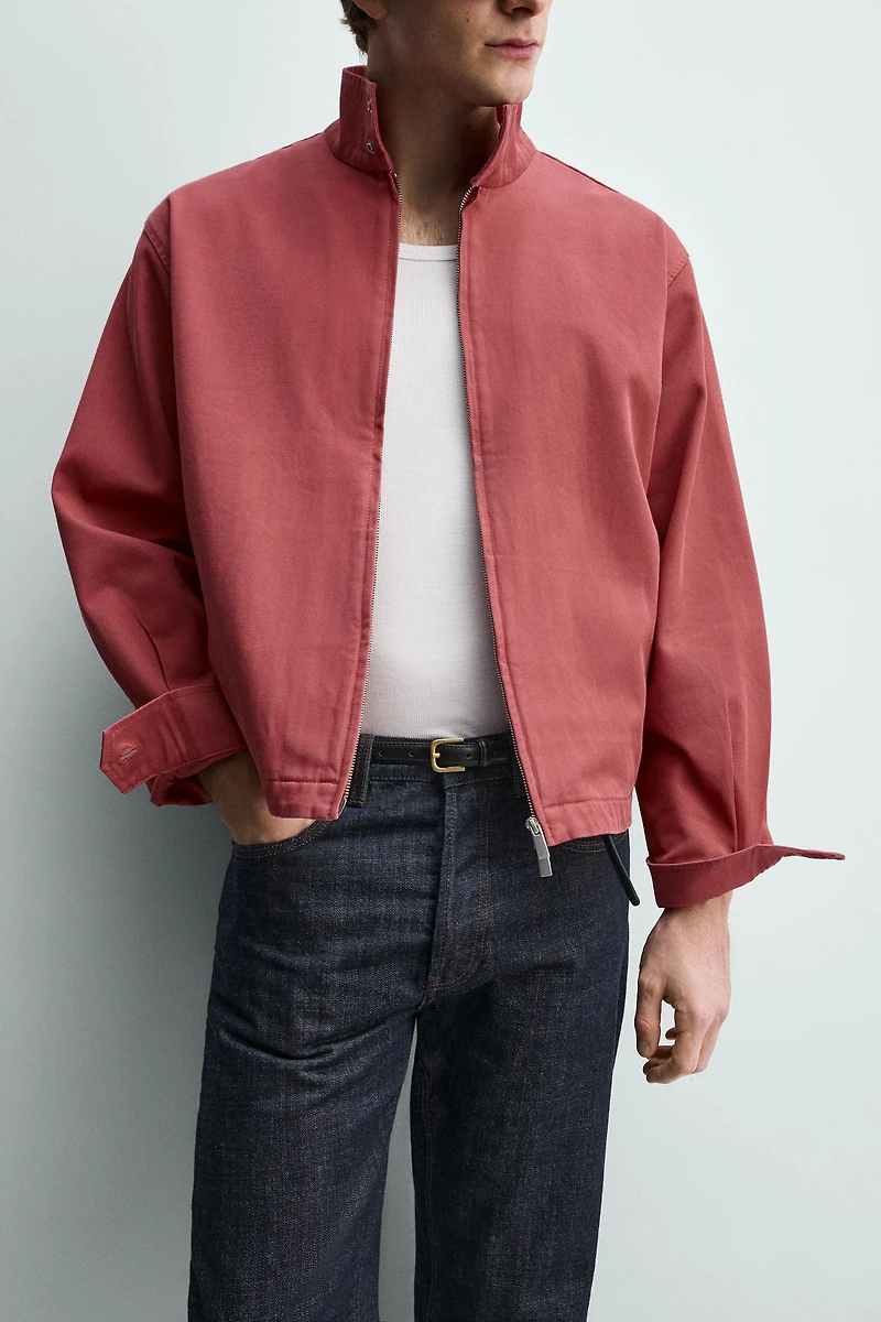 BLOUSON REGULAR FIT EN COTON LAVÉ