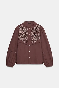 EMBROIDERED BIB BLOUSE