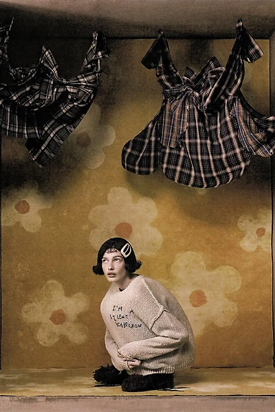 EMBROIDERED TEXT WOOL SWEATER