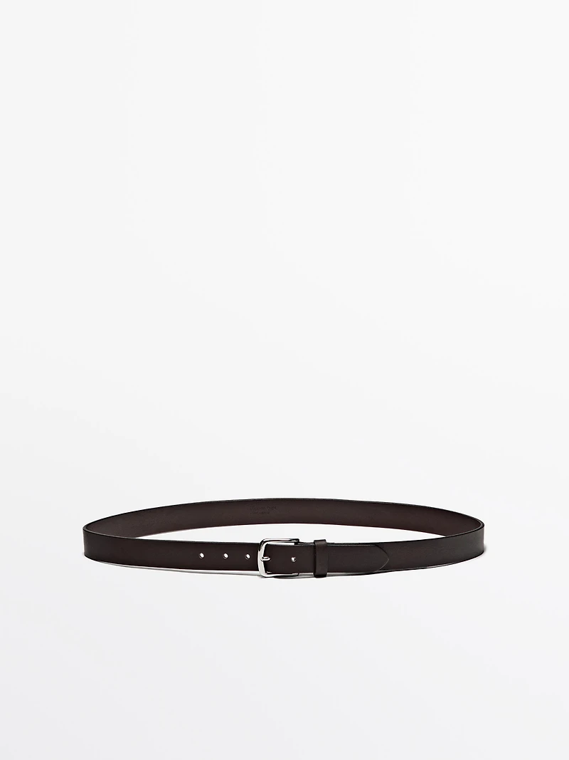Nappa leather belt with nickel buckle