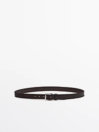 Nappa leather belt with nickel buckle