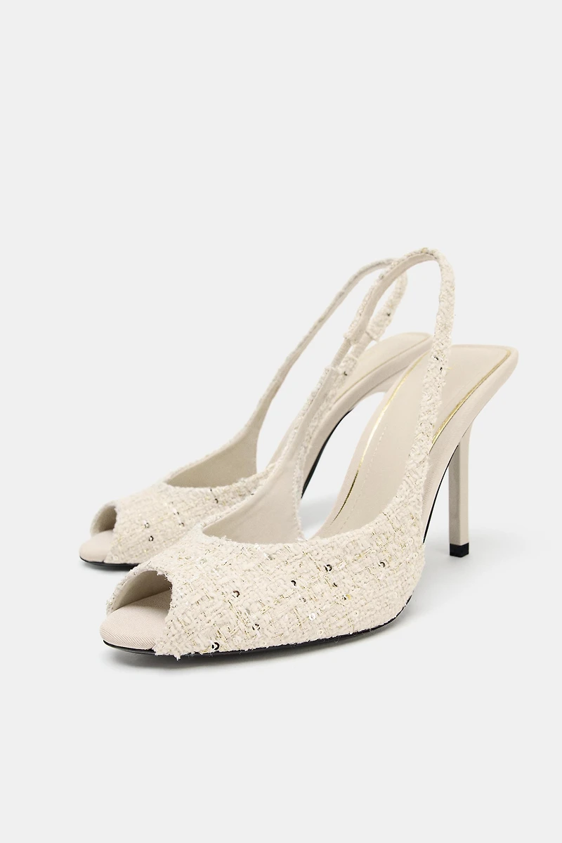 OPEN TOE FABRIC SLINGBACK SHOES