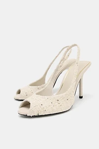 OPEN TOE FABRIC SLINGBACK SHOES
