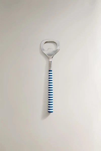 BOTTLE OPENER WITH STRIPED HANDLE