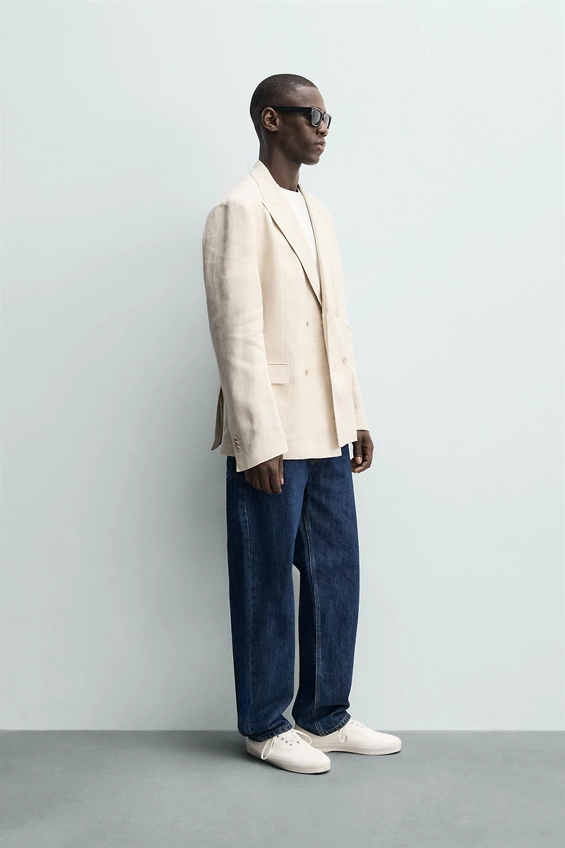 100% LINEN DOUBLE-BREASTED BLAZER