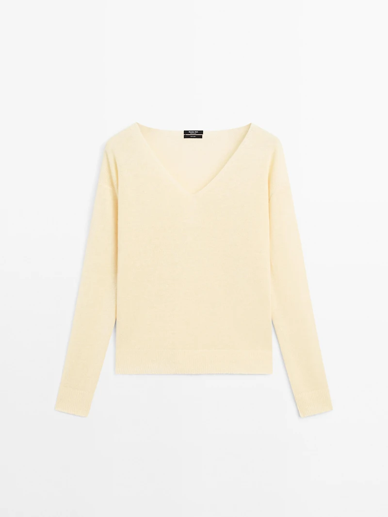 Pull en maille 100 % lin à manches longues