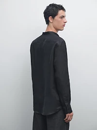 100% linen stand collar shirt