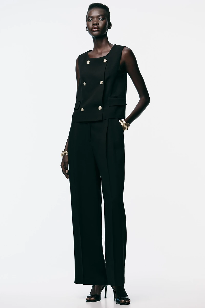 WIDE LEG PLEATED PANTS