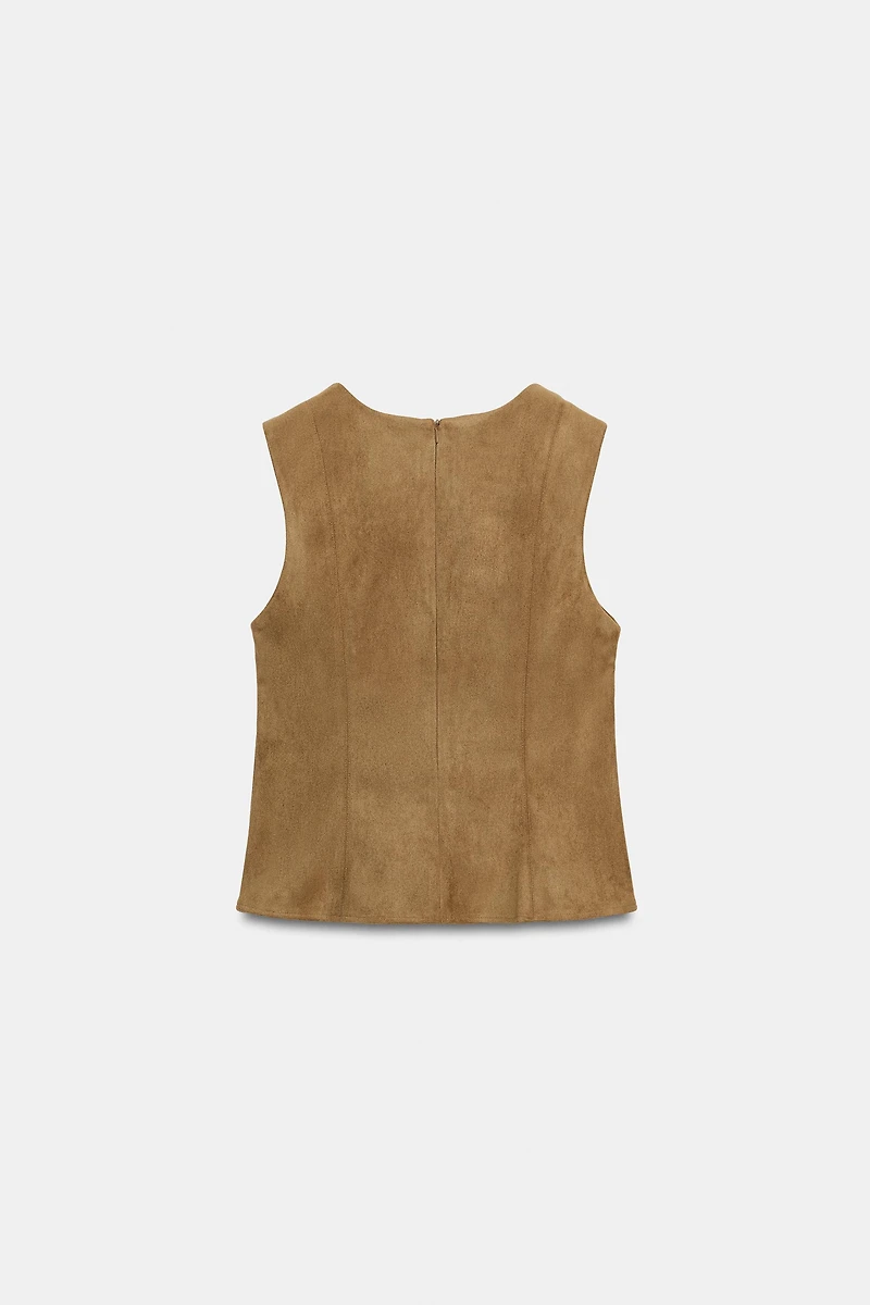 FAUX SUEDE TOP