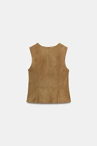 FAUX SUEDE TOP