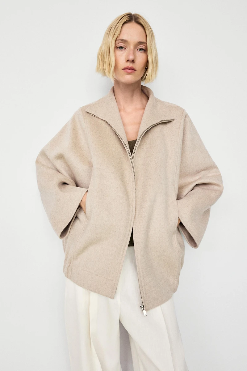 Wool blend bomber jacket