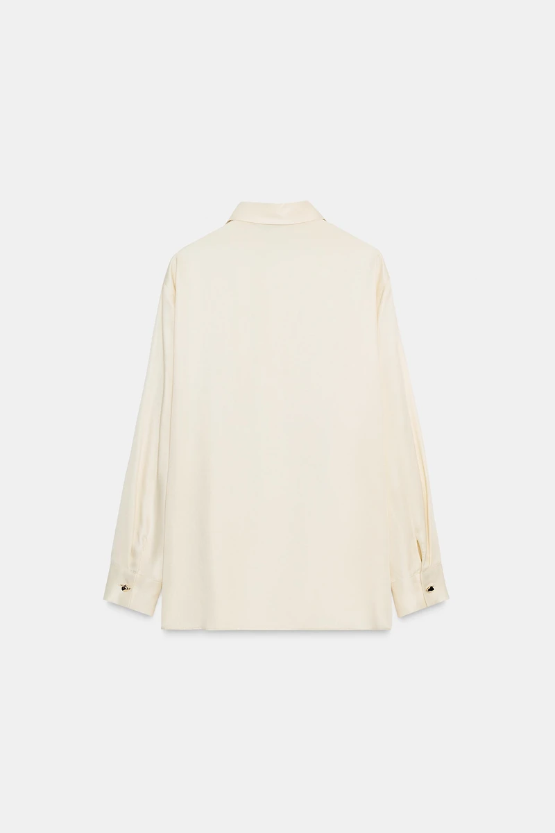 SATIN EFFECT WRAP SHIRT