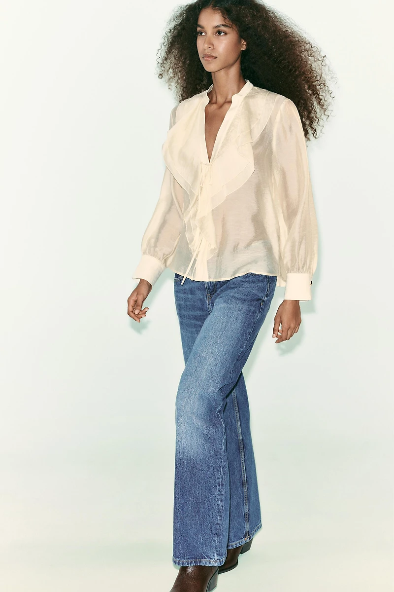 RUFFLED TIE BLOUSE