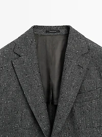 Blazer à carreaux texturé en laine mélangée